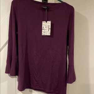 41 Hawthorn Purple Long Sleeve , pullover sweater. 3/4 sleeve, boat neckline.